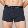 Tommy Hilfiger ORIGINAL Mens Trunk & Sock Gift Set Navy front view of printed trunks with TH logo elasticated waistband