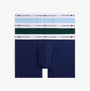 Tommy Hilfiger Mens 3 Pack Logo Waistband Boxer Briefs Multi front view showcasing blue, green, and navy boxers.