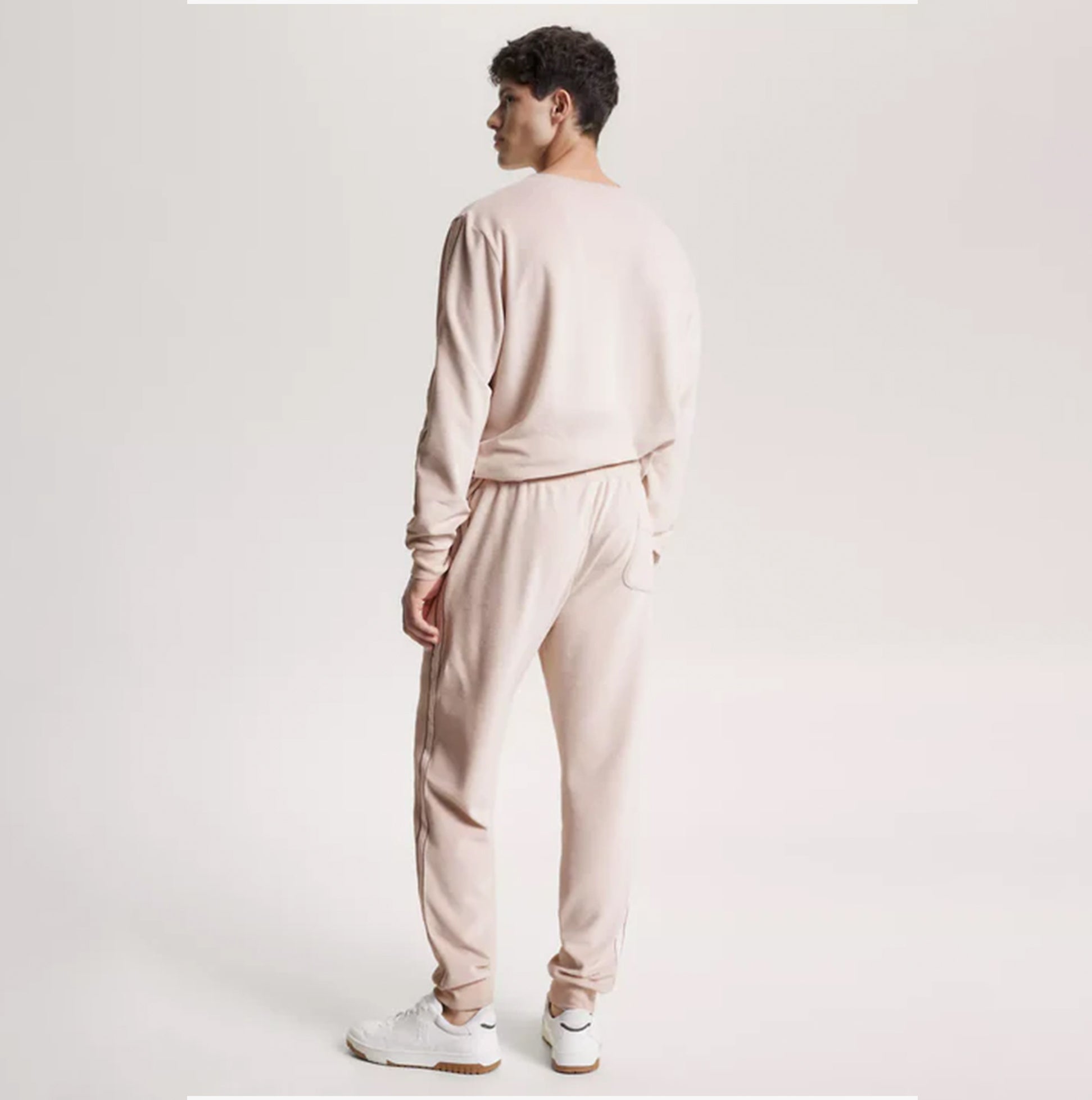 Tommy Hilfiger TH ESTABLISHED Mens Ribbed Velour Lounge Joggers Cashmere Creme