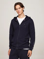 Tommy Hilfiger ORIGINAL LOGO Mens Full Zip Hoodie Desert Sky front view on model, showcasing hoodie details and fit.