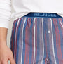 Tommy Hilfiger MONOTYPE Mens Pyjama Set White/Monotype Stripes Indigo close-up view of waistband and striped fabric