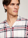 Tommy Hilfiger ORIGINAL Mens Pyjama Set Heritage Plaid Ivory front view featuring plaid pattern and soft fabric.