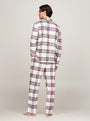 Tommy Hilfiger ORIGINAL Mens Pyjama Set Heritage Plaid Ivory back view showing plaid design and comfortable fit.