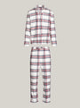 Tommy Hilfiger ORIGINAL Mens Pyjama Set Heritage Plaid Ivory front view showing long-sleeve top and pants with plaid print.