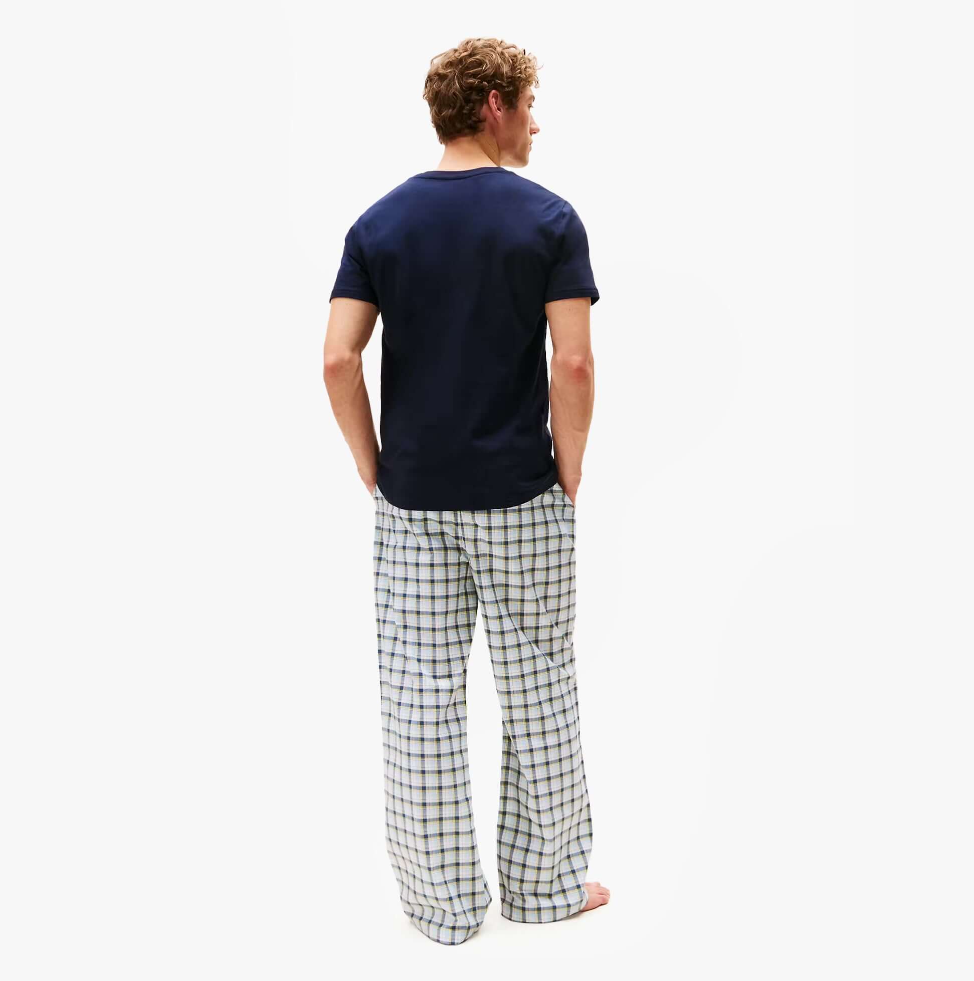 Tommy Hilfiger 3P SS TEE Mens T-Shirts & Tank Tops Multicoloured back view of model wearing navy t-shirt with checkered pants
