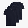 Tommy Hilfiger PURE COTTON 3 Pack Mens T-Shirts Desert Sky front view showing three navy blue t-shirts neatly arranged.