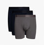 Tommy Hilfiger EVERYDAY LUXE Mens 3 -Pack Boxer Briefs Multicoloured showing front view of boxer briefs in grey and navy.