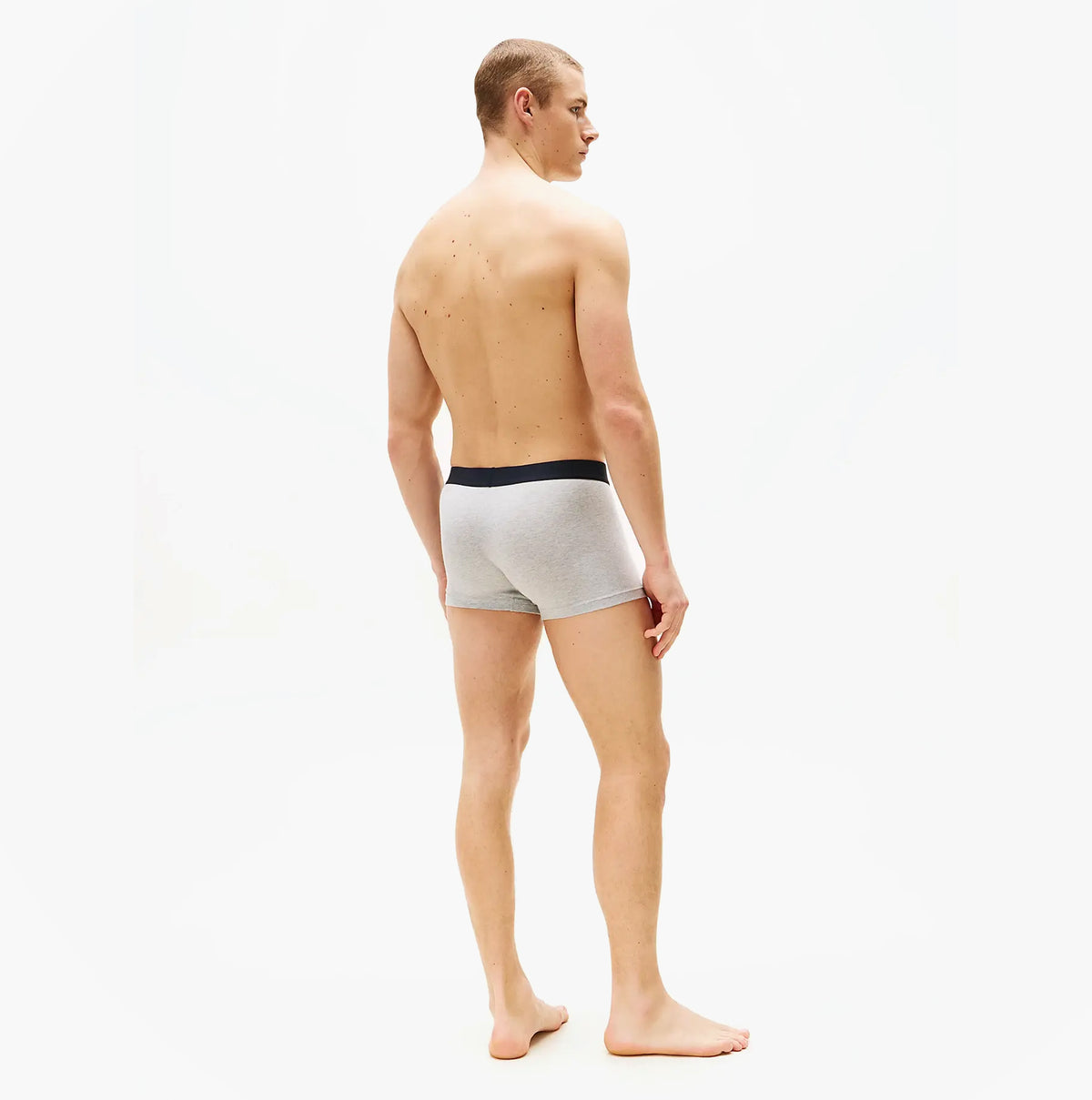 Tommy Hilfiger TRUNK 3 Pack Mens Trunk Multicoloured back view on model, showcasing elasticated waistband.