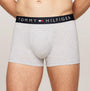 Tommy Hilfiger TRUNK 3 Pack Mens Trunk Multicoloured front view showcasing grey trunk with logo elastic waistband.