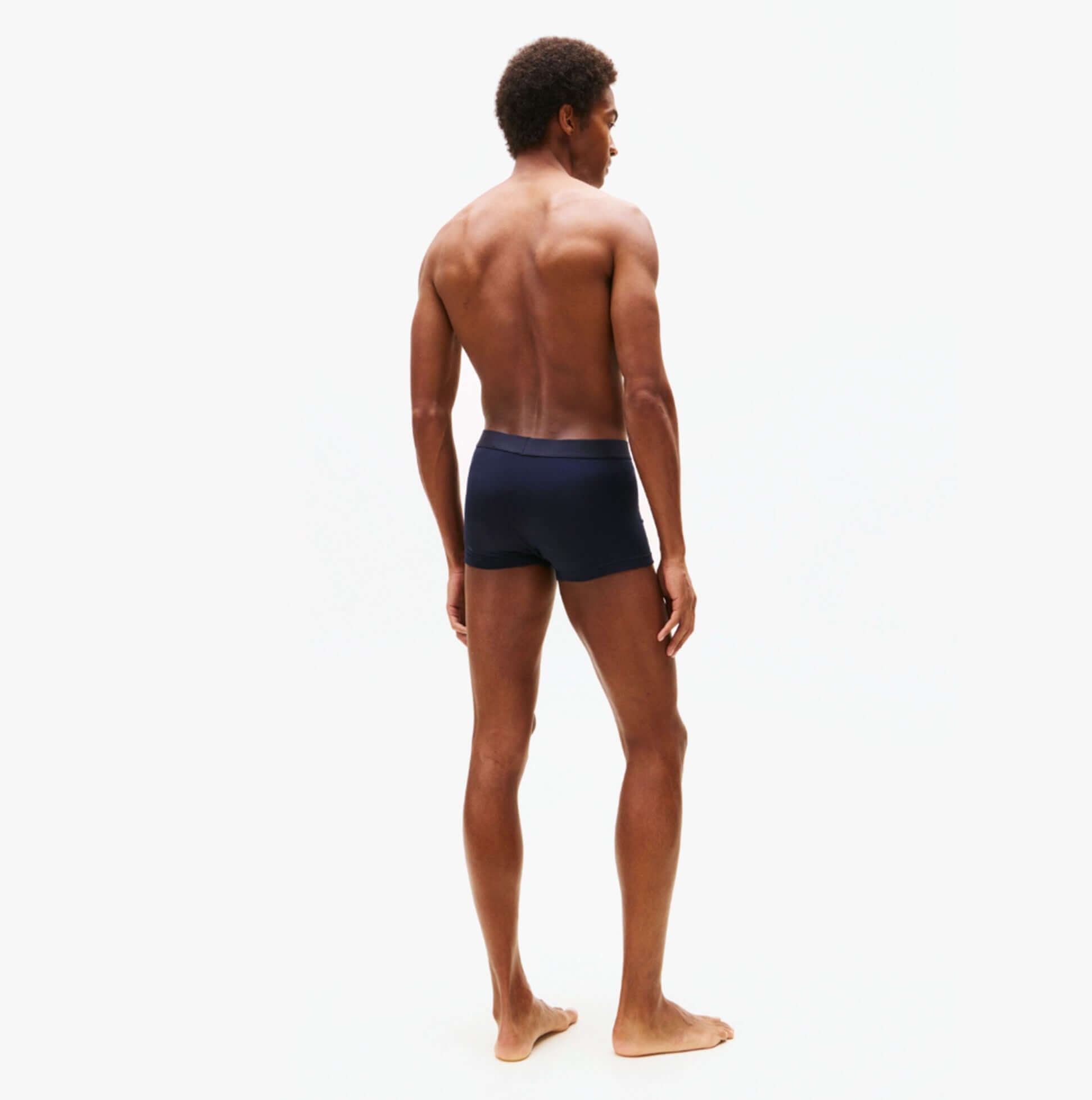 Tommy Hilfiger BOXER BRIEF 3 Pack Mens Cotton Stretch Navy back view on model, showcasing fit and design.