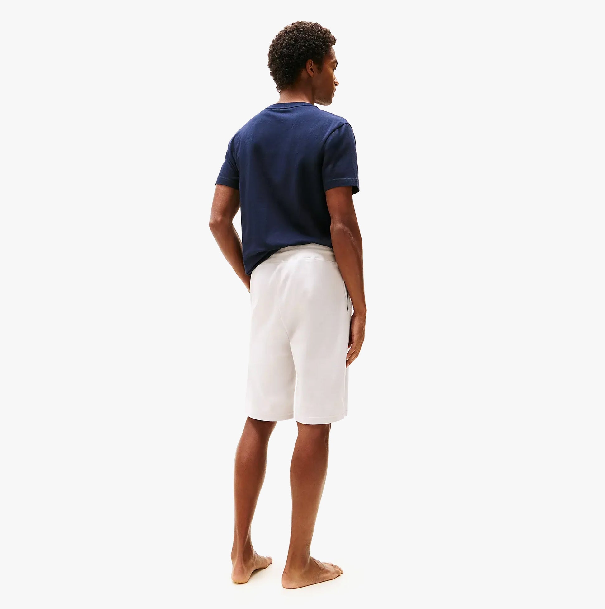 Tommy Hilfiger Mens Lounge Shorts Beige back view showcasing comfortable fit and style.