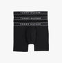 Tommy Hilfiger Mens 3 Pack Waistband Boxer Brief Black displayed in a front view showing three black boxer briefs with logo.