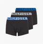 Tommy Hilfiger TRUNK 3 Pack Mens Trunk Multicoloured front view showing three pairs with logo waistbands in blue and grey.