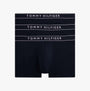 Tommy Hilfiger Mens 3 Pack Logo Waistband Trunks Multi side view showing three trunks with logo waistbands in black.