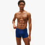 Tommy Hilfiger Mens 3 Pack Logo Waistband Cotton Trunks Multi side view on a model wearing navy blue trunks
