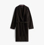 Tommy Hilfiger WAFFLE BATHROBE Mens Bathrobes Black front view, 100% cotton, relaxed fit, long sleeves.