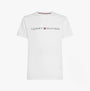 Tommy Hilfiger PURE COTTON Mens Lounge T-Shirt Optic White front view with rubberised logo on chest.
