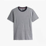 Tommy Hilfiger TH ORIGINAL Mens Jersey Pyjama Set Mini Stripes Blue front view featuring crew neck and short sleeves.