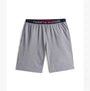 Tommy Hilfiger TH ORIGINAL Mens Jersey Pyjama Set Mini Stripes Blue shorts front view with elasticated waistband.