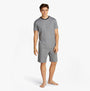 Tommy Hilfiger TH ORIGINAL Mens Jersey Pyjama Set Mini Stripes Blue front view featuring short sleeve shirt and shorts.