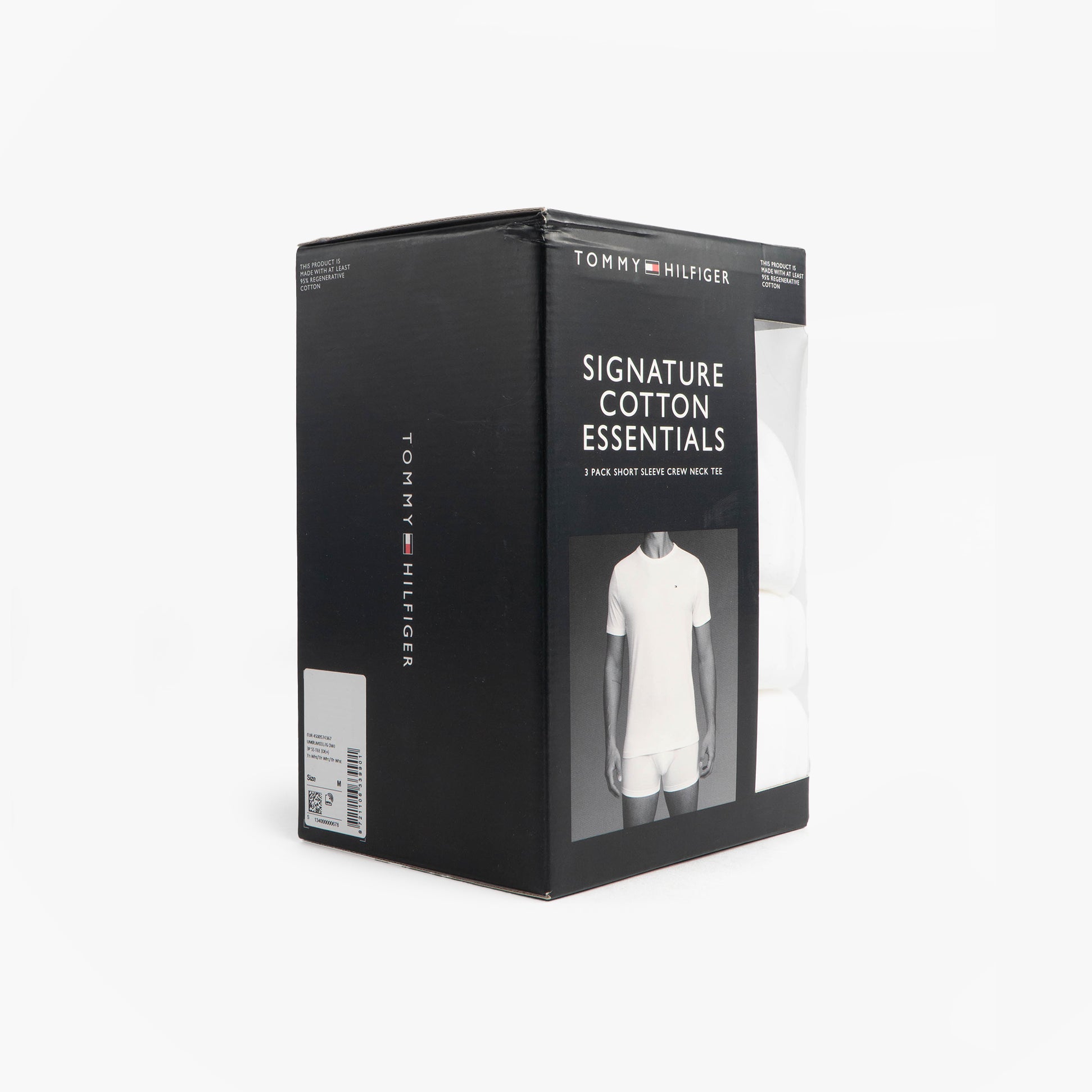 Tommy Hilfiger SS TEE Mens 3-Pack T-Shirts White in gift box displaying front view.