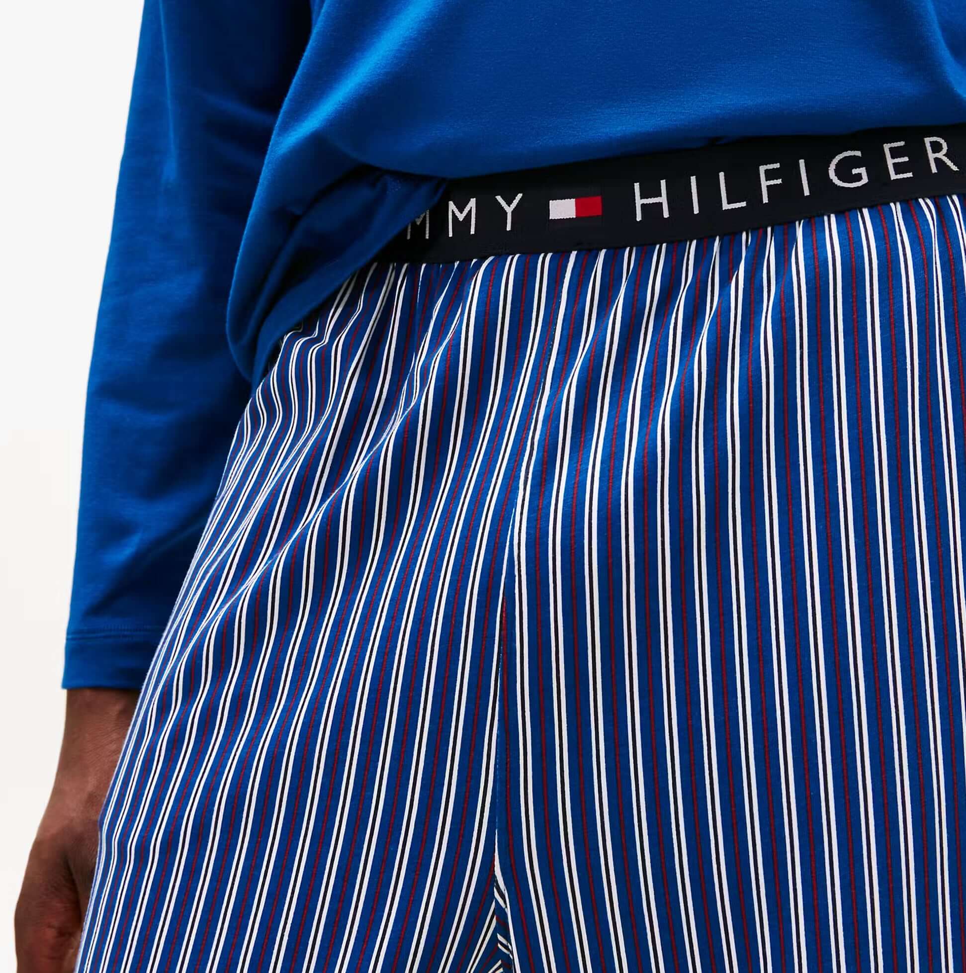 Tommy Hilfiger JERSEY PJ SET Mens Set Multicoloured detail view of waistband and striped pants