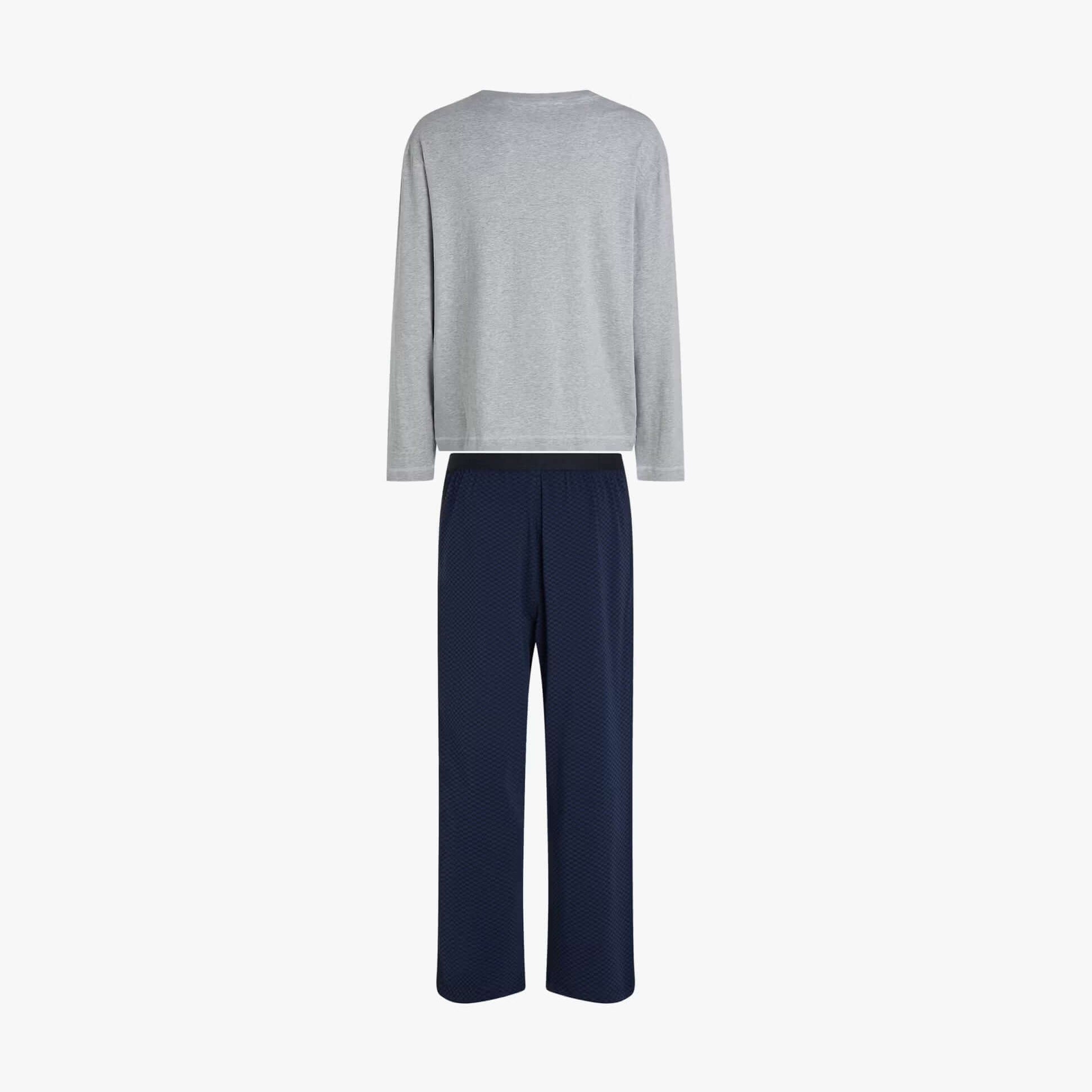 Tommy Hilfiger JERSEY PJ SET Mens Set Multicoloured back view of grey top and navy pants.