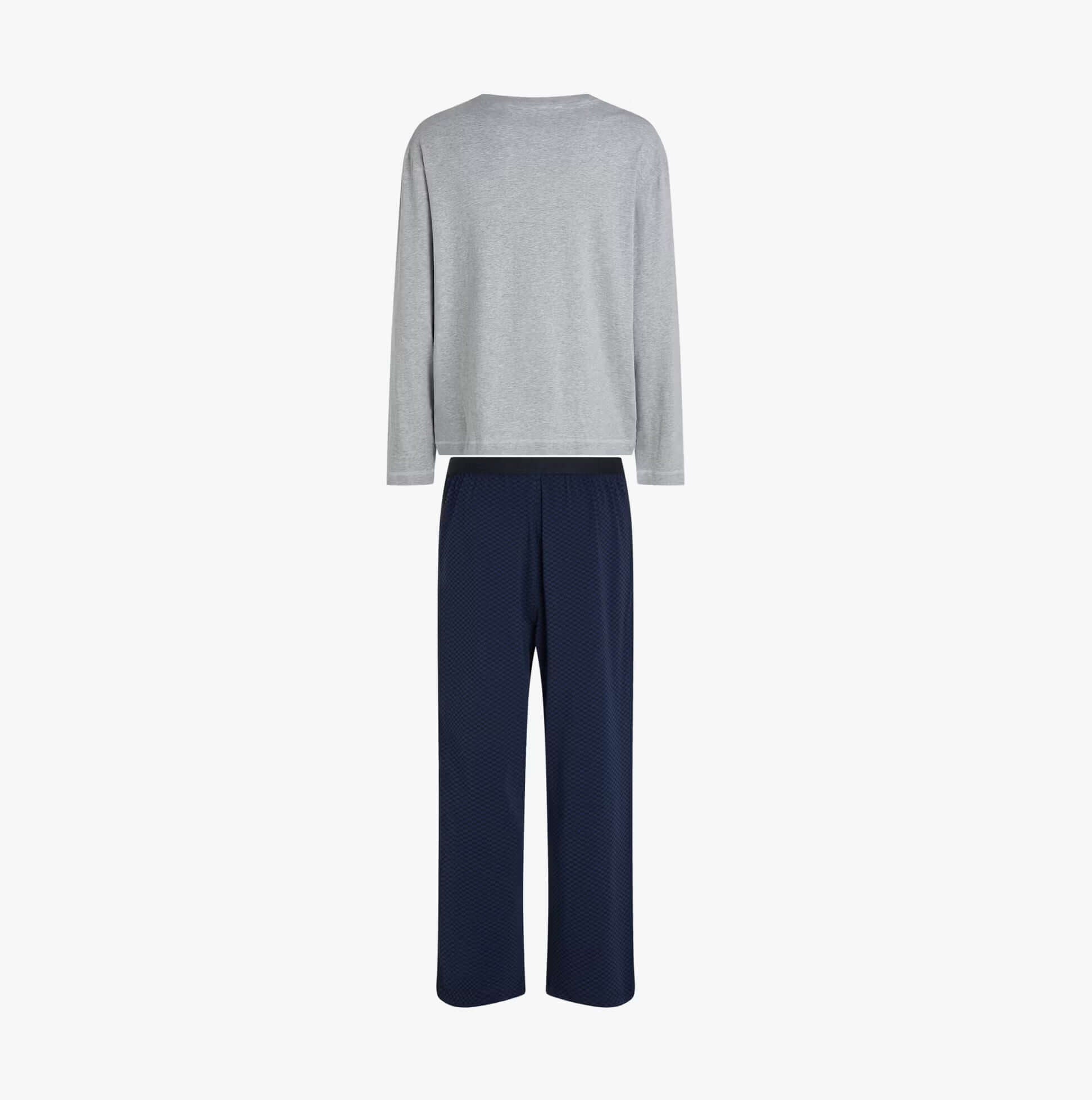 Tommy Hilfiger JERSEY PJ SET Mens Set Multicoloured back view of grey top and navy pants.