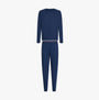 Tommy Hilfiger JERSEY PJ SET CUF Mens Set Navy front view showcasing the top and bottom pieces of the outfit.