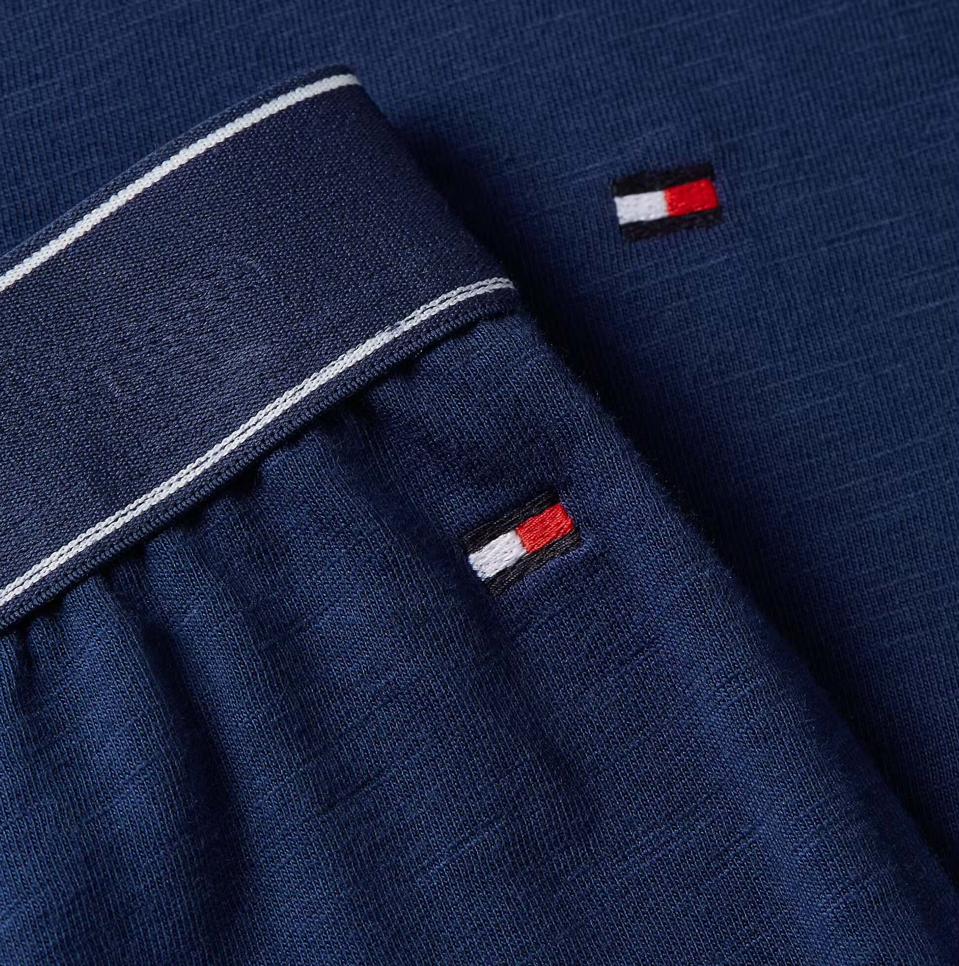 Tommy Hilfiger JERSEY PJ SET CUF Mens Set Navy detail view of fabric and waistband