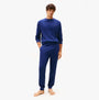 Tommy Hilfiger LS WAFFLE TOP Mens Loungewear Preppy Navy front view on model standing barefoot