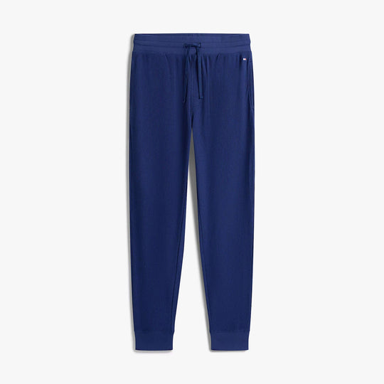 Tommy Hilfiger WAFFLE PANT Mens Cuffed Joggers Navy front view showcasing stylish design and comfortable fit.