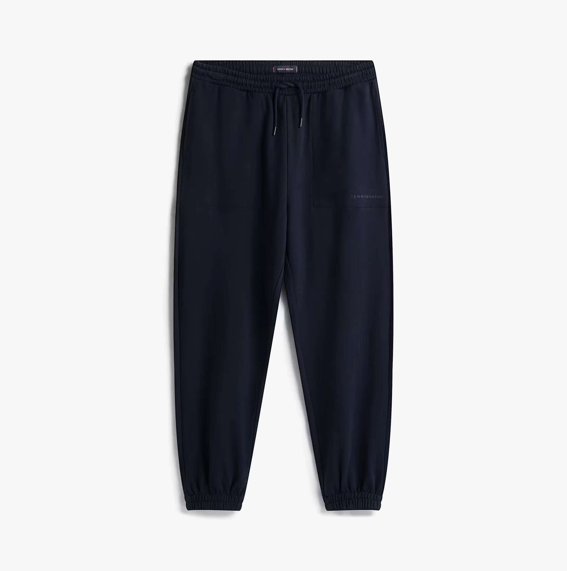 Tommy Hilfiger TRACK PANT Mens Desert Sky front view showing elastic waistband and tapered cuffs.