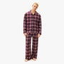 Tommy Hilfiger RELAXED FLANNEL PJ Mens Set Tartan Reiker Burgundy front view model wearing pajamas.