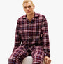 Tommy Hilfiger RELAXED FLANNEL PJ Mens Set Tartan Reiker Burgundy front view, model wearing plaid pajamas.