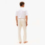 Tommy Hilfiger TH Original Mens Logo Lounge Joggers Off White Newsprint back view, model wearing casual joggers.