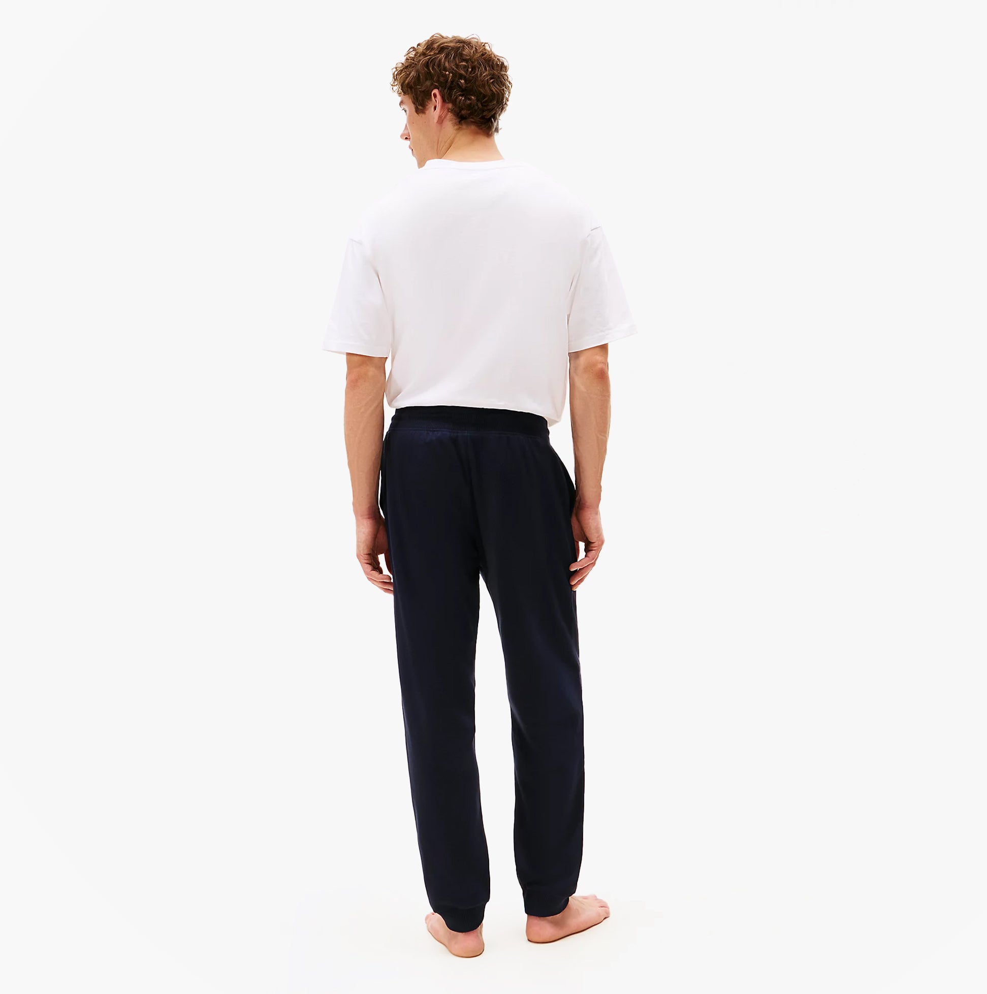 Tommy Hilfiger TH Original Mens Logo Lounge Joggers Desert Sky back view showing elasticated waist and cuffed legs.