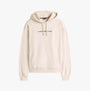 Tommy Hilfiger HOODIE Mens Drawstring Lounge Hoody Off White front view showing logo and hood details.