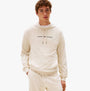 Tommy Hilfiger HOODIE Mens Drawstring Lounge Hoody Off White front view on model