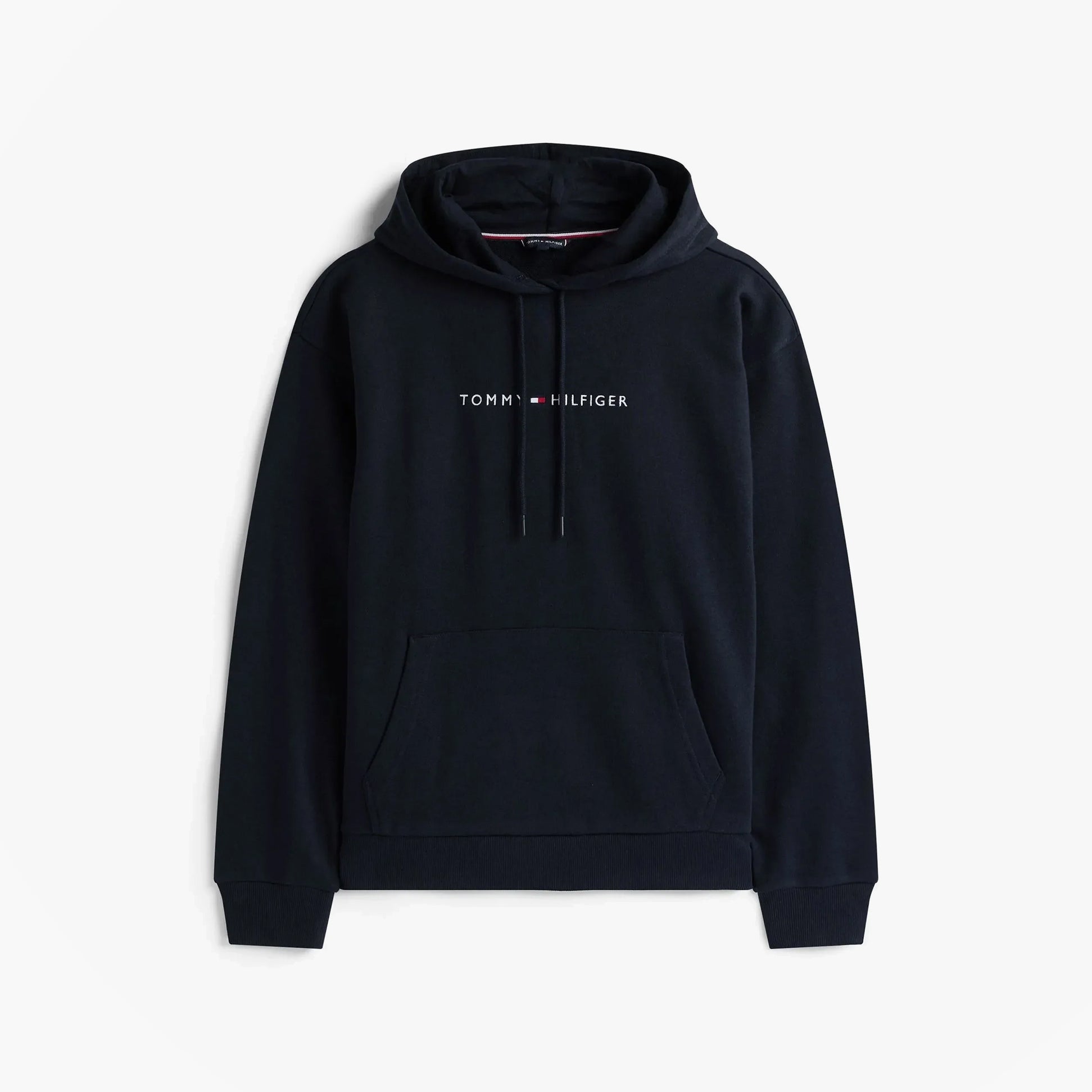 Tommy Hilfiger TH Original Logo Drawstring Lounge Hoodie Desert Sky front view showcasing the logo and kangaroo pocket.