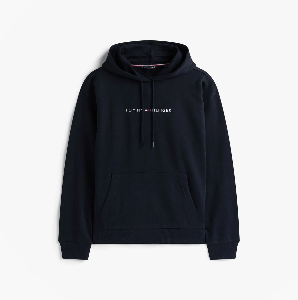 Tommy Hilfiger TH Original Logo Drawstring Lounge Hoodie Desert Sky front view showcasing the logo and kangaroo pocket.