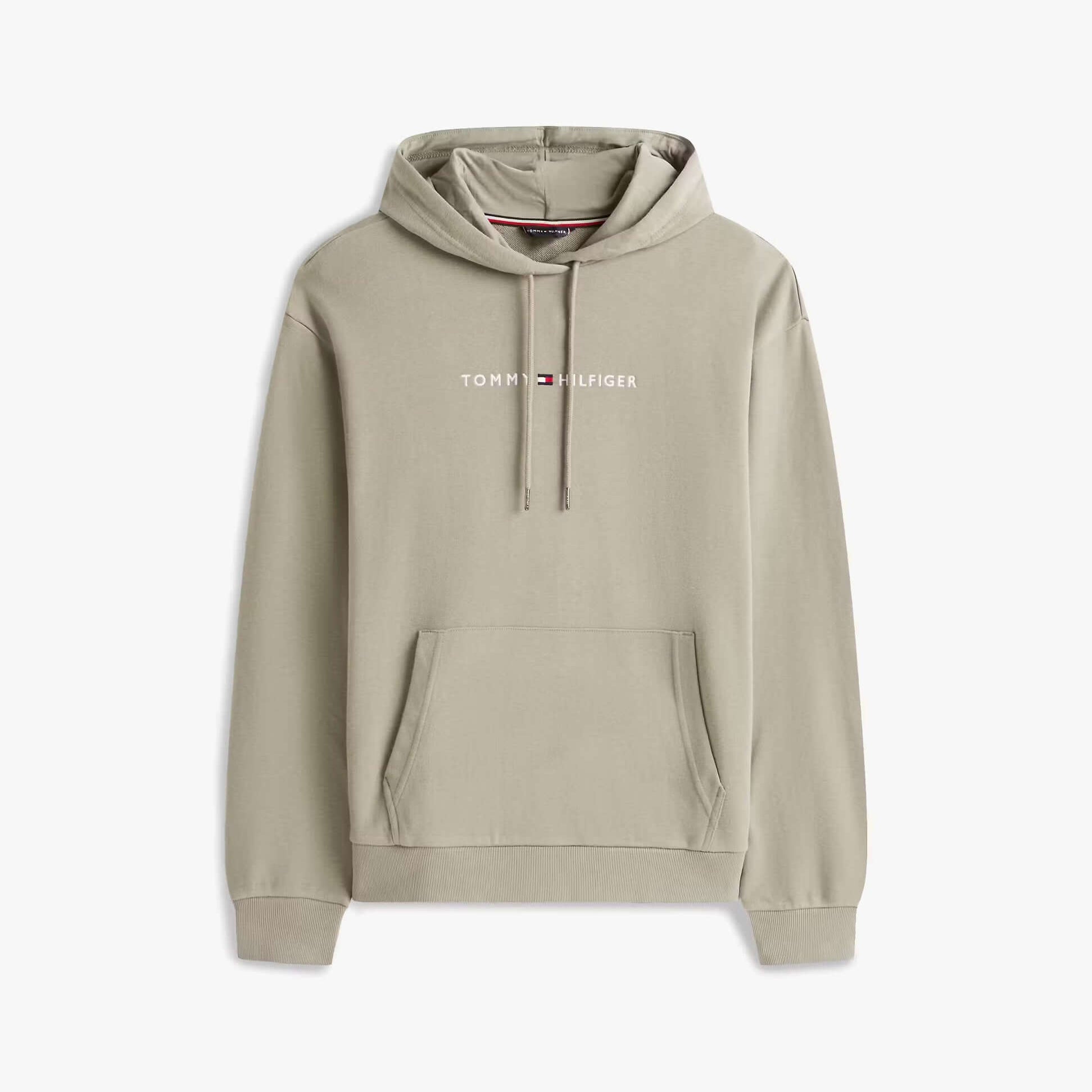 Tommy Hilfiger HOODIE Mens Drawstring Lounge Hoody Utility Sage front view, soft material, versatile design, casual style.