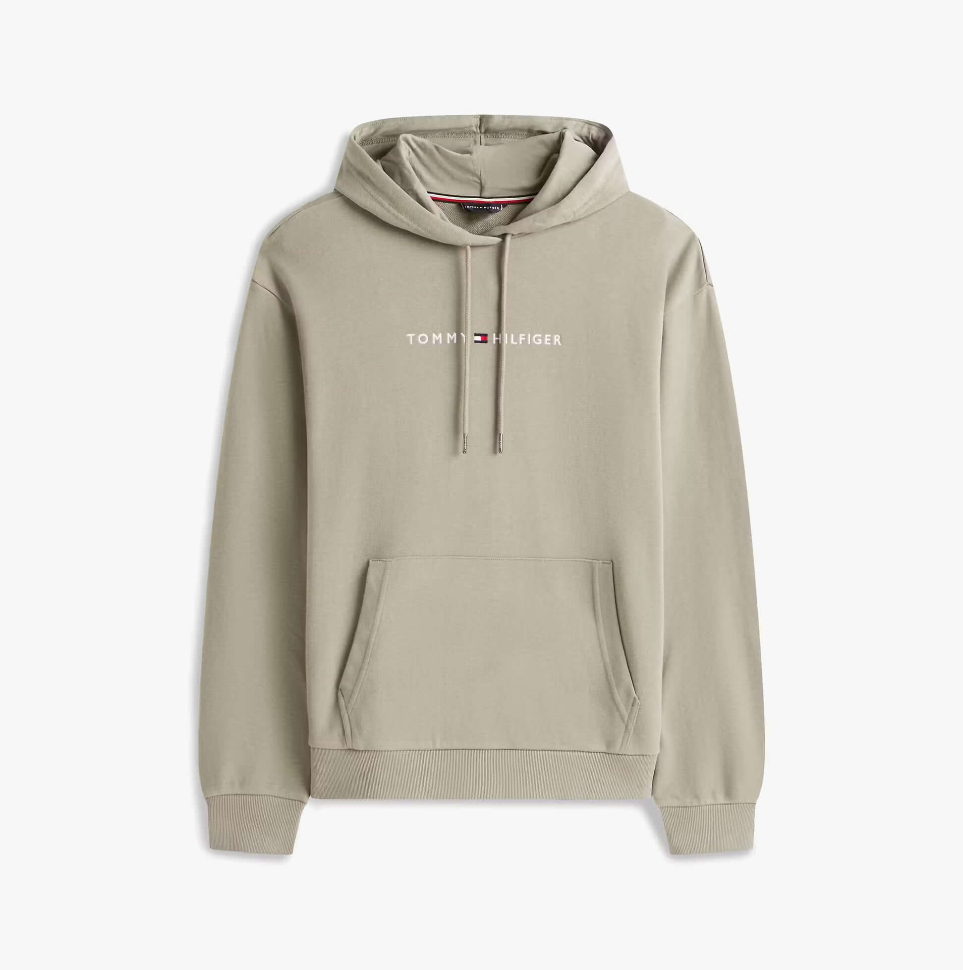 Tommy Hilfiger HOODIE Mens Drawstring Lounge Hoody Utility Sage front view, soft material, versatile design, casual style.