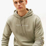 Tommy Hilfiger HOODIE Mens Drawstring Lounge Hoody Utility Sage front view model wearing hoodie