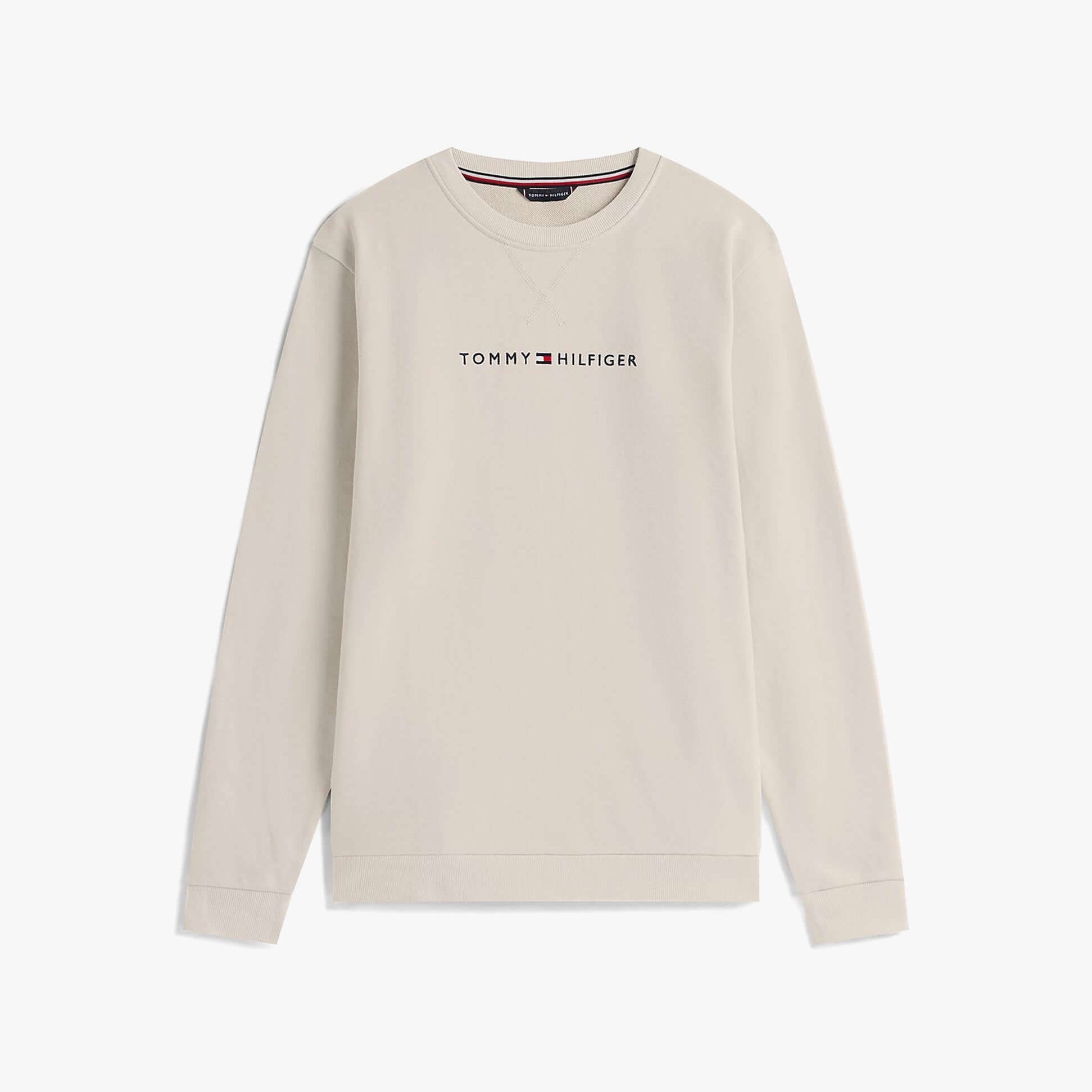 Tommy Hilfiger TRACK TOP Mens Sweatshirts Newsprint front view, light color, casual style, long sleeve, cotton-polyester blend
