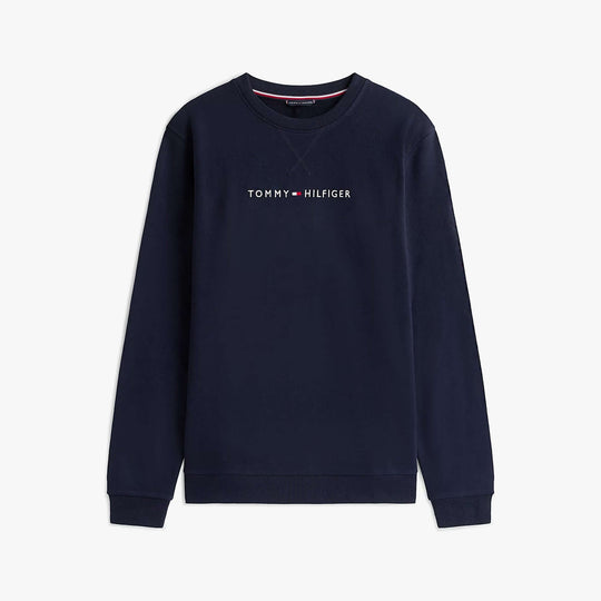 Tommy Hilfiger TRACK TOP Mens Sweatshirts Desert Sky front view in dark blue with logo detail.
