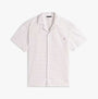 Tommy Hilfiger WOVEN PJ SET Mens Set Linear White Grid Check front view short sleeve checkered shirt.