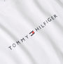 Tommy Hilfiger LOGO T-Shirt Mens Optic White detail view showcasing logo in black on white fabric.