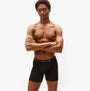 Tommy Hilfiger 3 Pack Mens BOXER BRIEF Multi front view model wearing black boxer briefs with logo waistband.