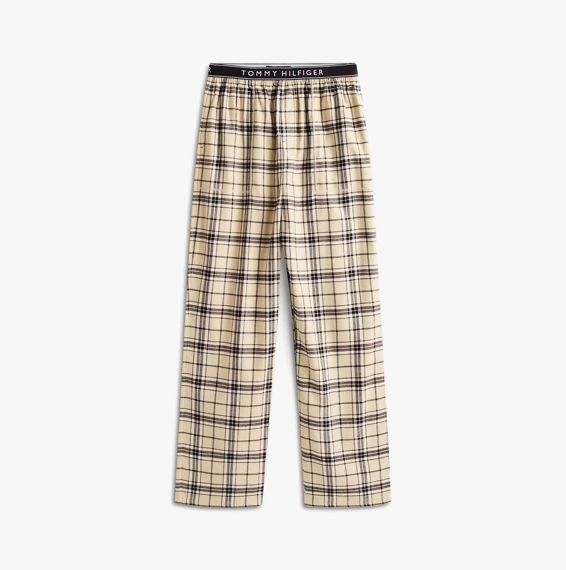 Tommy Hilfiger WAFFLE & PJ Mens Set Multicoloured front view of plaid lounge pants with elastic waistband.